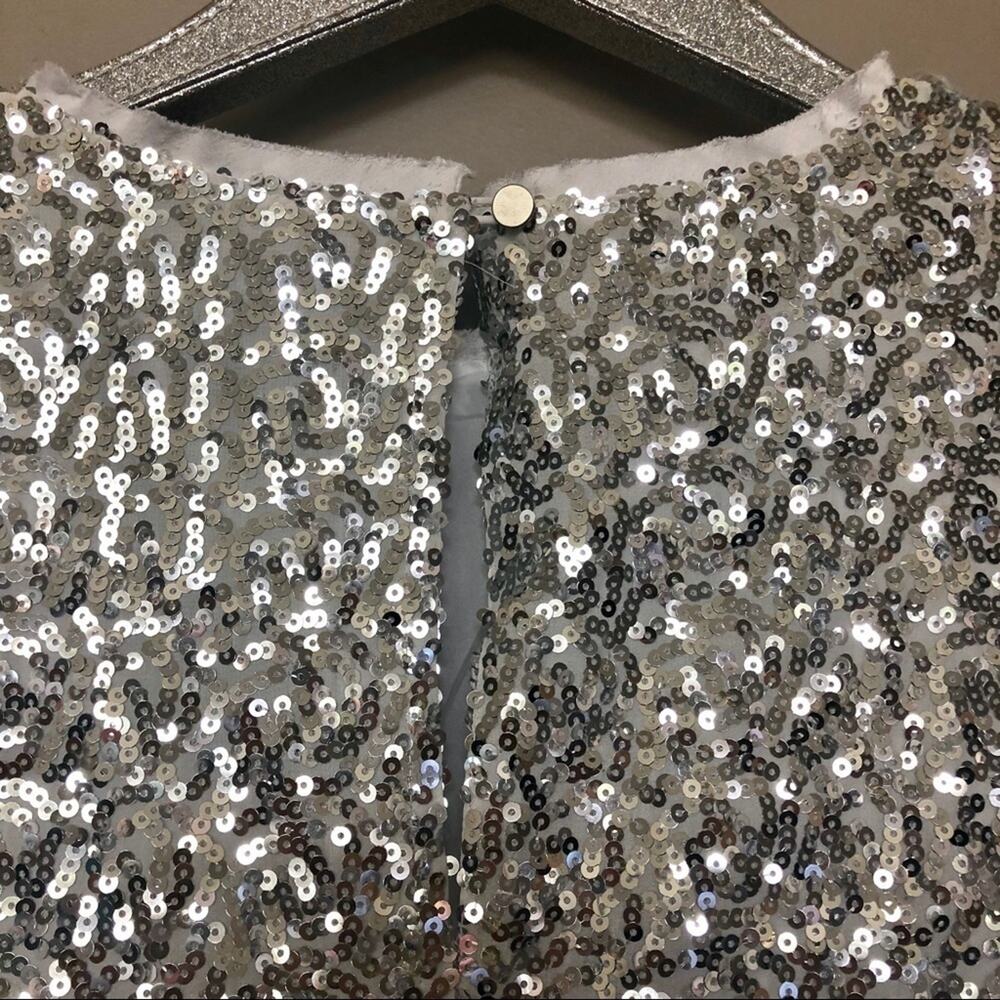 Something Navy All Over Silver Sequin Long Sleeve Blouse - Picture 5 of 7